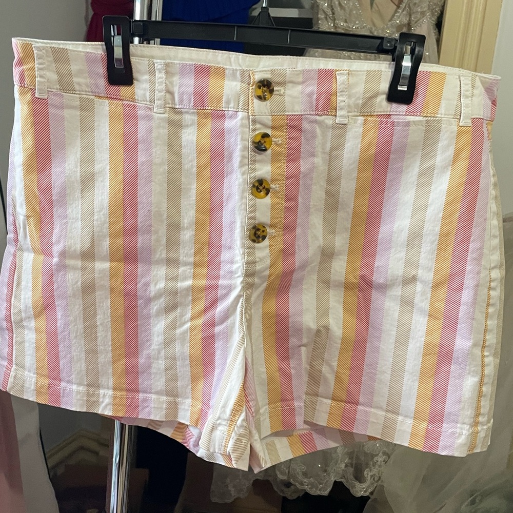 Old Navy Pink and Yellow Striped Women's Shorts